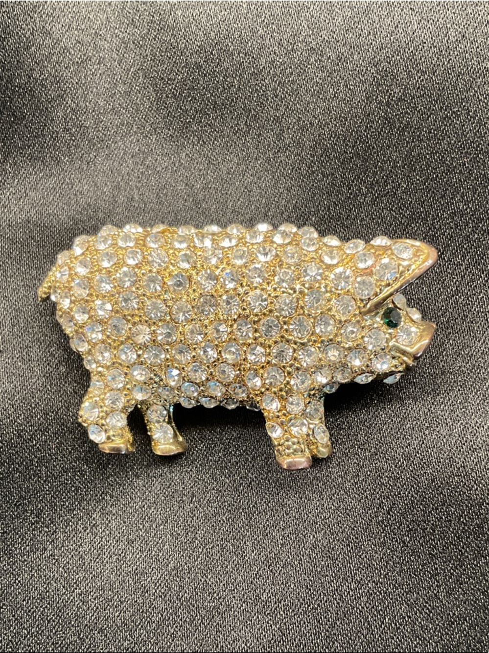 Rhinestone or Crystal Pig Brooch